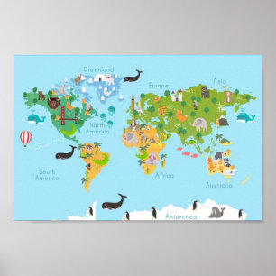 Cute Kids Map Poster