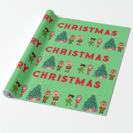 CUTE KIDS MERRY CHRISTMAS WRAPPING PAPER