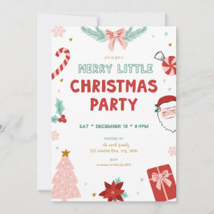 Cute Kids Merry Little Christmas Party Invitations