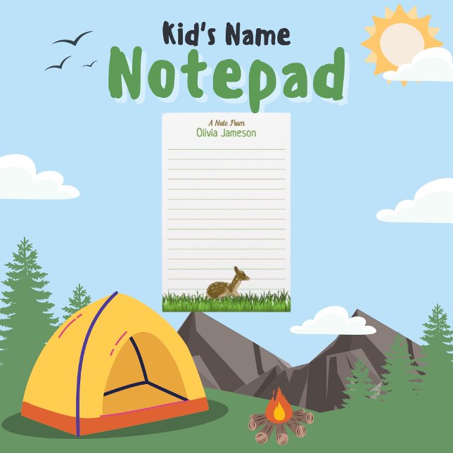 Cute Kid's Name Woodland Animal Lined Stationery (Creator Uploaded)