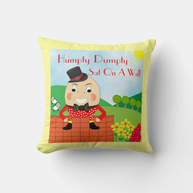 Cute Kids Nursery Rhyme Humpty Dumpty Cushion (Front)