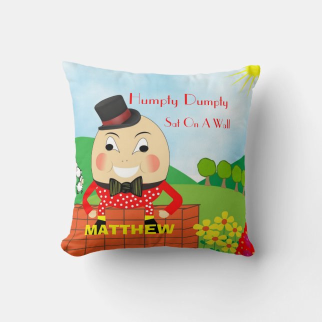 Cute Kids Nursery Rhyme Humpty Dumpty Personalised Cushion (Front)