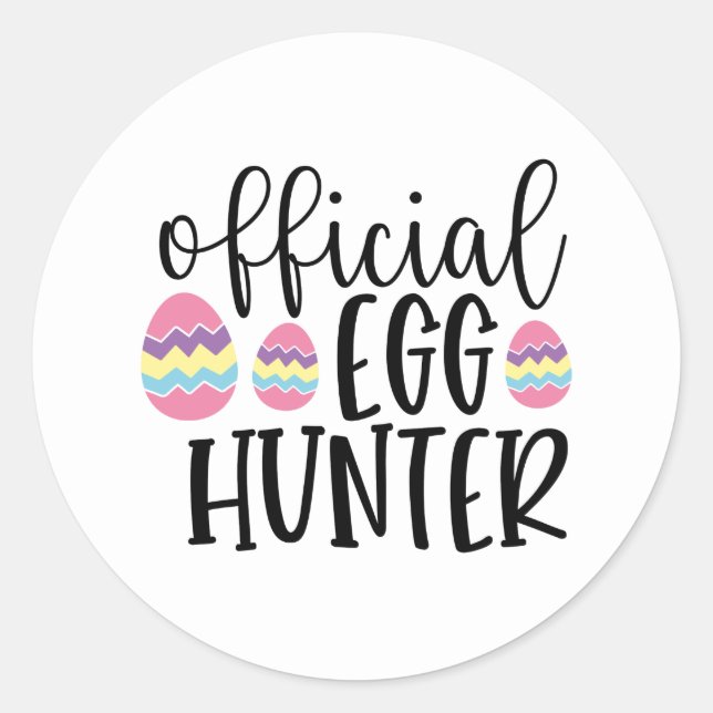 Cute kids official egg hunter  classic round sticker (Front)