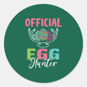 Cute kids official egg hunter  classic round sticker