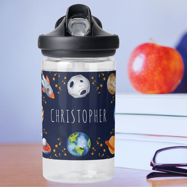 Cute Kids Outer Space Back to School  Water Bottle (Creator Uploaded)