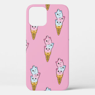 Cute kids pattern Colorful ice cream on the abstra iPhone 12 Case