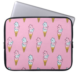 Cute kids pattern Colourful ice cream on the abstr Laptop Sleeve
