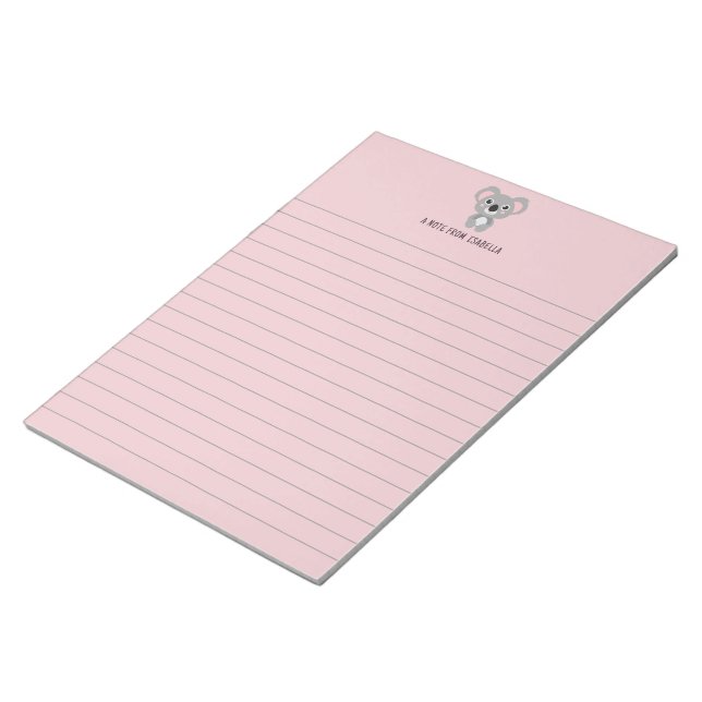 Cute Kids Personalised Koala Notepad (Angled)