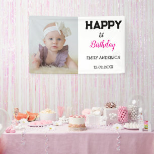 Cute Kids Personalised Photo  Age Birthday Party Banner
