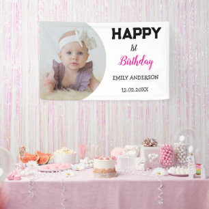 Cute Kids Personalised Photo  Age Birthday Party Banner