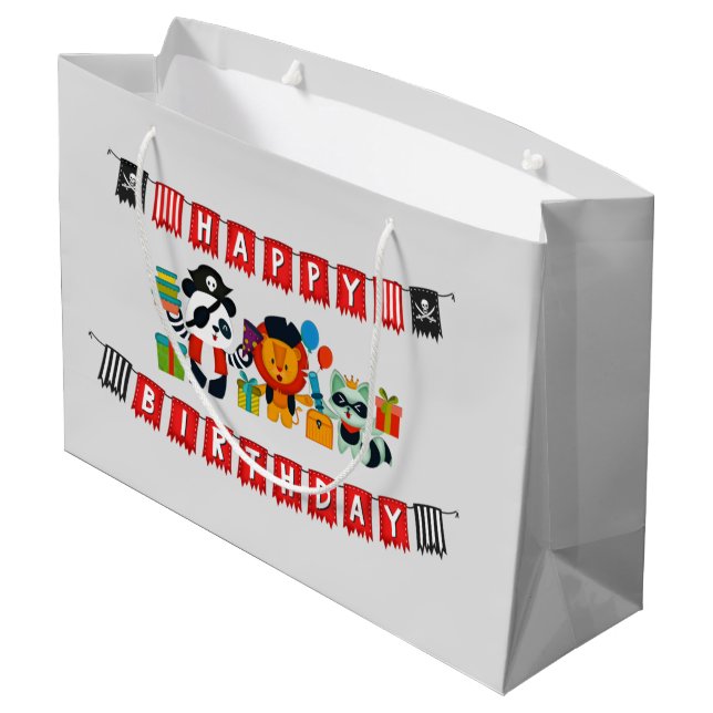 cute kids pirate Birthday party Large Gift Bag (Back Angled)
