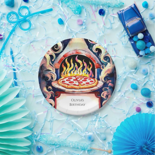 Cute Kids' Pizza Birthday Paper Plate (Party)