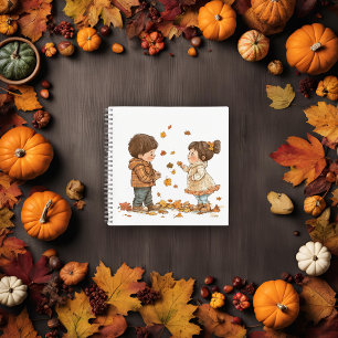 Cute Kids Playing in the Fall Notebook