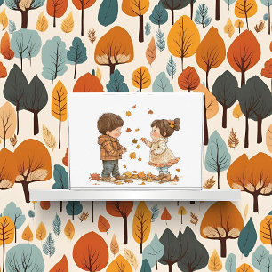 Cute Kids Playing in the Fall Photo Block