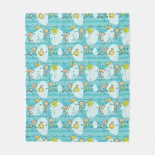 Cute kids playing on the beach pattern fleece blanket