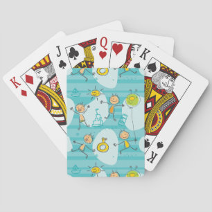 Cute kids playing on the beach pattern playing cards