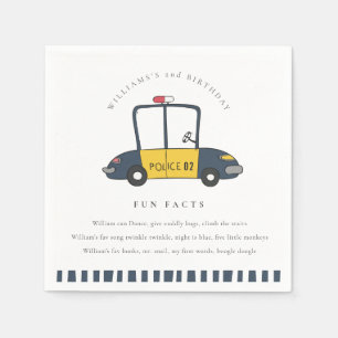 Cute Kids Police Car Any Age Birthday Fun Facts Napkin