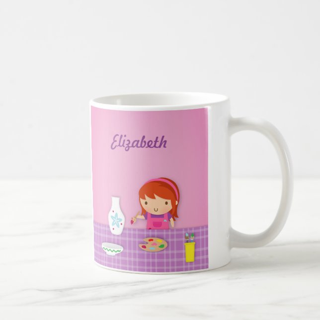Cute Kids Pottery Painting Arts For Girls Coffee Mug (Right)
