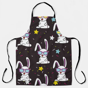 Cute kids rabbit pattern. Colourful rabbit, stars Apron
