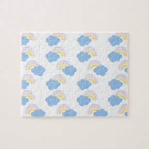 Cute Kids Rainbow Clouds Whimisical Jigsaw Puzzle