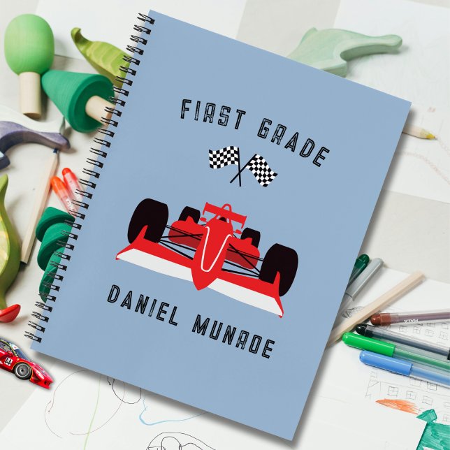 Cute Kids Red Racing Car School Spiral Notebook (Creator Uploaded)