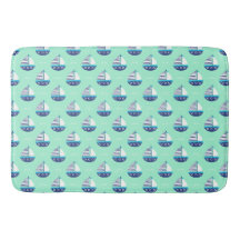 Cute Kids Sailboat Pattern Sea Green