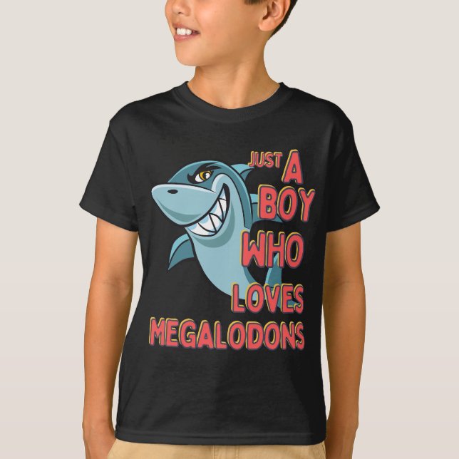 Cute Kids Shark Just A Boy Who Loves blue Sharks  T-Shirt (Front)