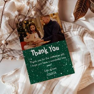 Cute Kids Snow Photo Christmas Thank You Card