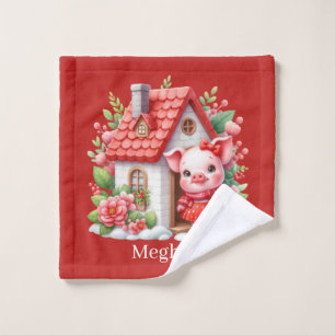Cute kids special add name pig girls wash cloth