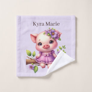 Cute kids special add name pig girls wash cloth