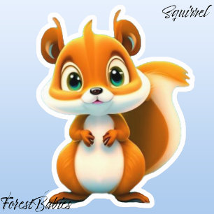 Cute Kids Squirrel Woodland Animal Cartoon Graphic