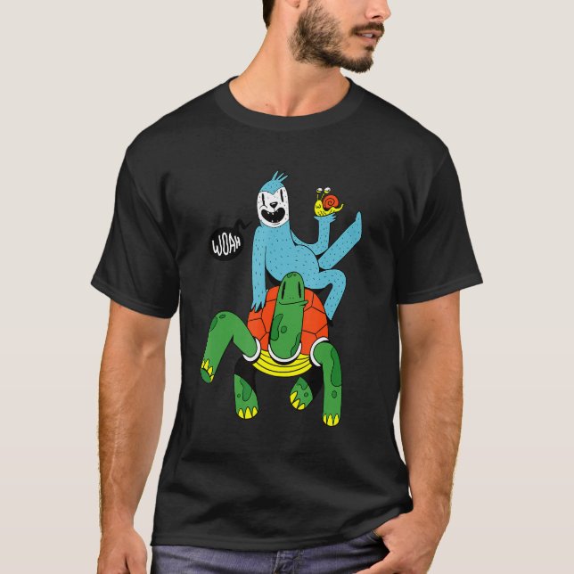 Cute Kids Tee With Sloth Turtle And Snail Funny (Front)