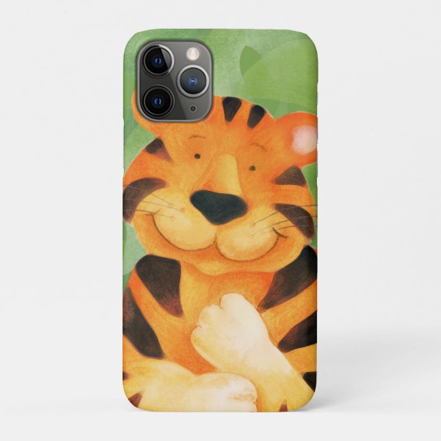 Cute kids tiger art green orange Case-Mate iPhone case (Back)