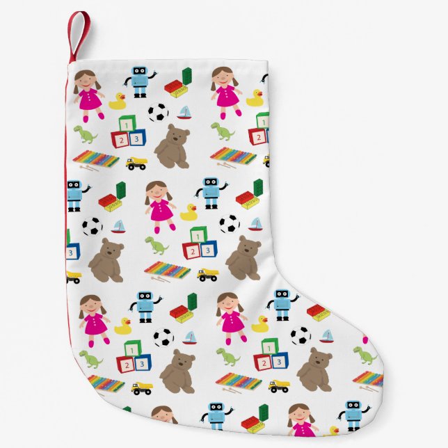 Cute Kids Toys Pattern Small Christmas Stocking (Front)