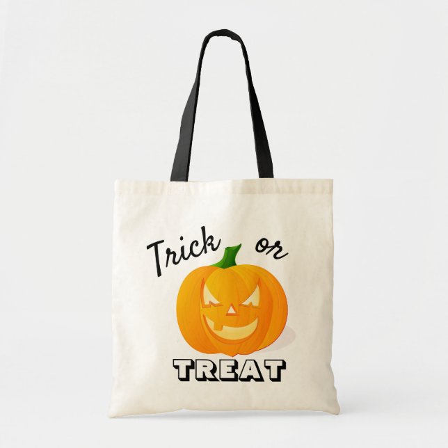 Cute Kids Trick or Treat Pumpkin Tote Bag (Front)