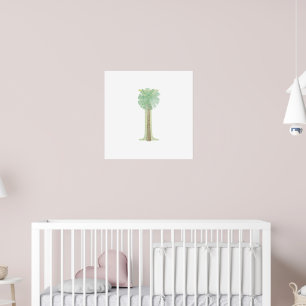 Cute Kids TROPICAL TREE Monogram I Nursery Poster