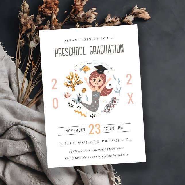 Cute Kids Underwater Mermaid Preschool Graduation Invitation (Creator Uploaded)