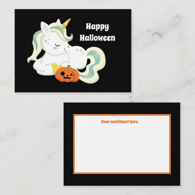 cute kids unicorn add sentiment Halloween Card (Front/Back)