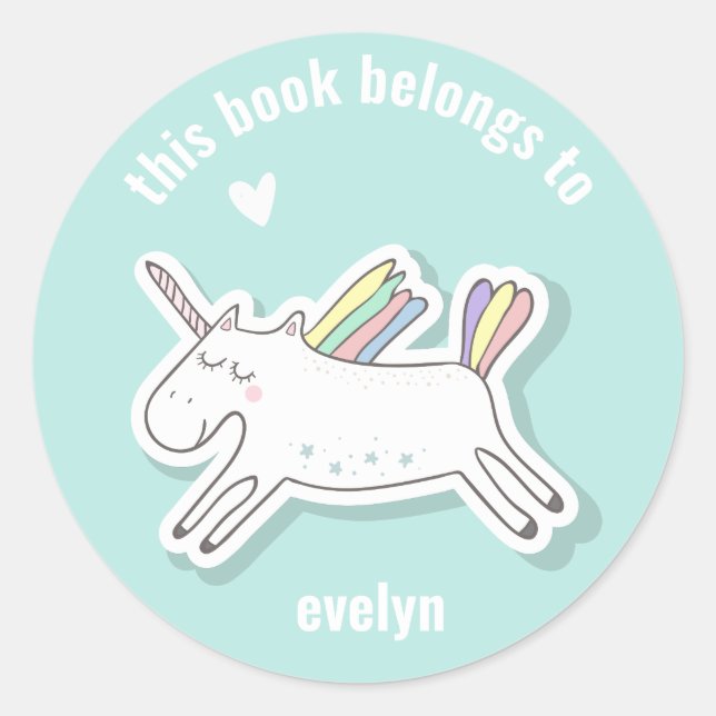 Cute Kids Unicorn Back to School Classic Round Sticker (Front)
