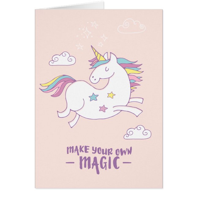 Cute Kids Unicorn Card - "Make Your Own Magic" (Front)