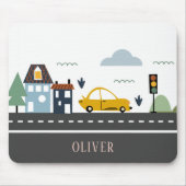Cute Kids Urban City Vehicle Cars Road Cityscape Mouse Pad (Front)