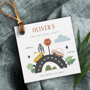 Cute Kids Urban Vehicle Cars Road Any Age Birthday Favour Tags