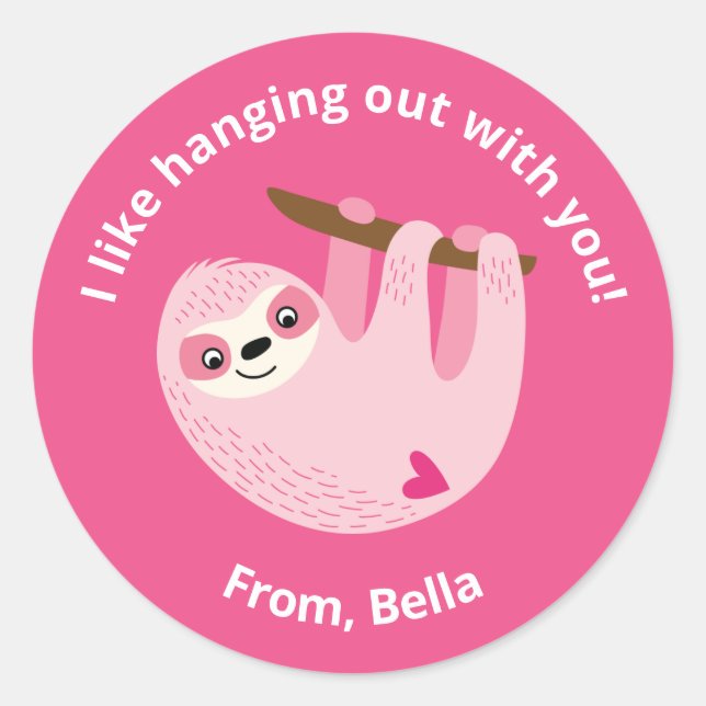 Cute Kids Valentine Classic Round Sticker (Front)