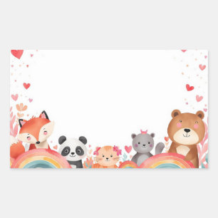 Cute Kids Valentine Stickers   Cartoon Animals