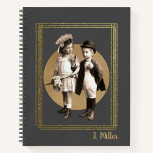 Cute Kids Vintage Framed Photo Cutout Notebook