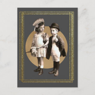 Cute Kids Vintage Framed Photo Postcard