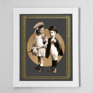 Cute Kids Vintage Framed Photo  Poster