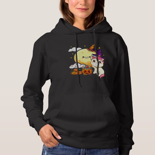 Cute Kids Witch Unicorn Girls Halloween Hoodie (Front)