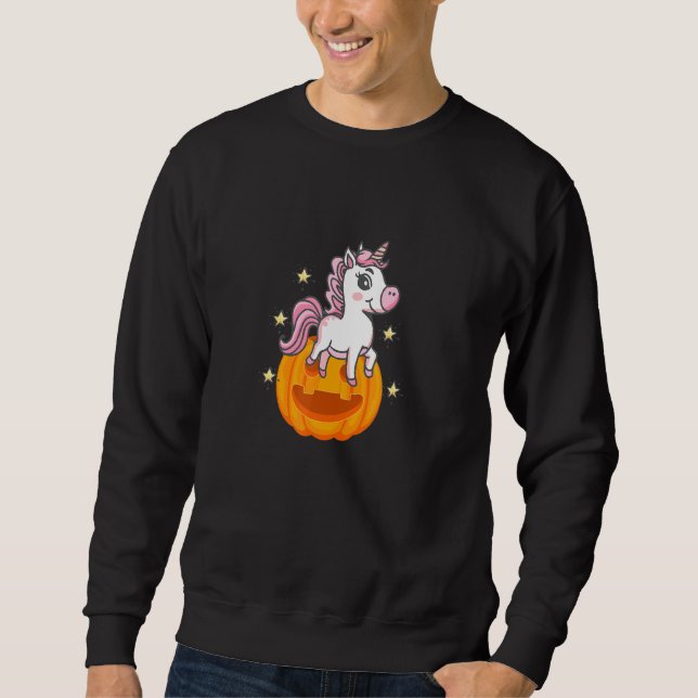 Cute Kids Witch Unicorn Girls Halloween Sweatshirt (Front)