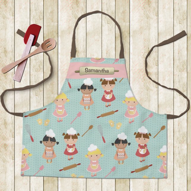 Cute Kids with Rolling Pins Baking  Apron (Creator Uploaded)